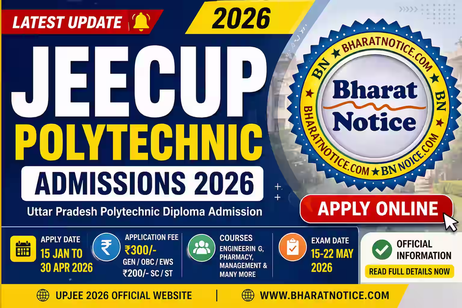 UP Polytechnic JEECUP Admissions 2026 Apply Online Form