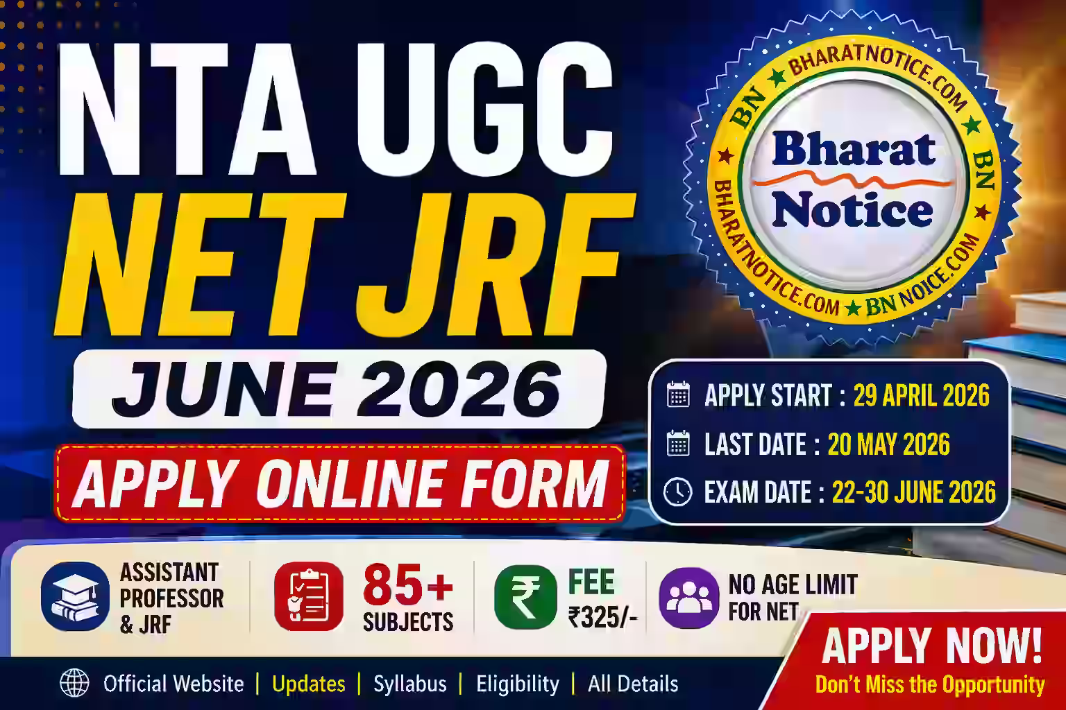 NTA UGC NET June 2026 Examination Apply Online Form
