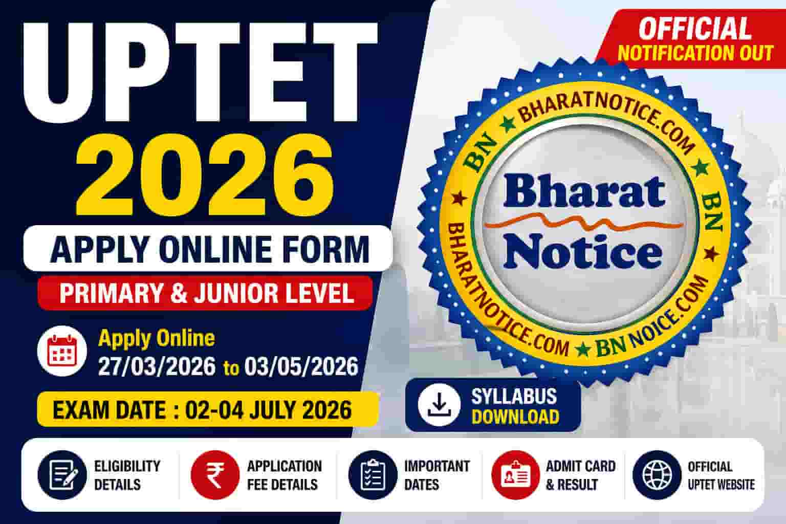 Uttar Pradesh Teacher Eligibility Test UPTET 2026 Apply Online Form
