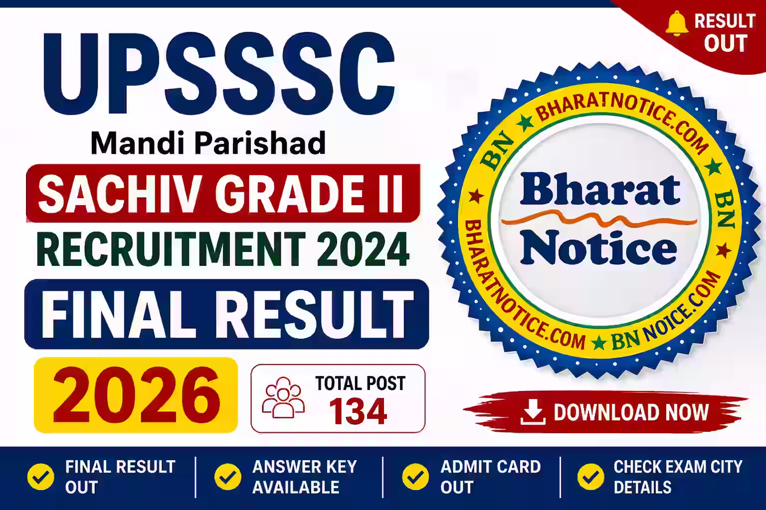 UPSSSC Sachiv Grade-II Final Result 2026 Out