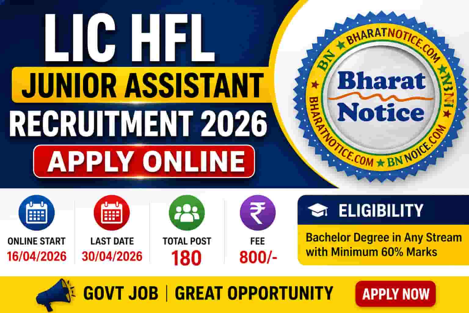 LIC HFL Junior Assistant Recruitment 2026 | Apply Online