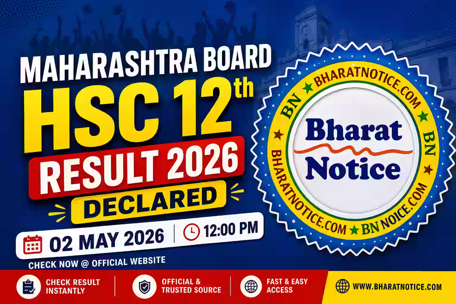 Maharashtra Board MSBSHSE HSC Class 12th Result 2026