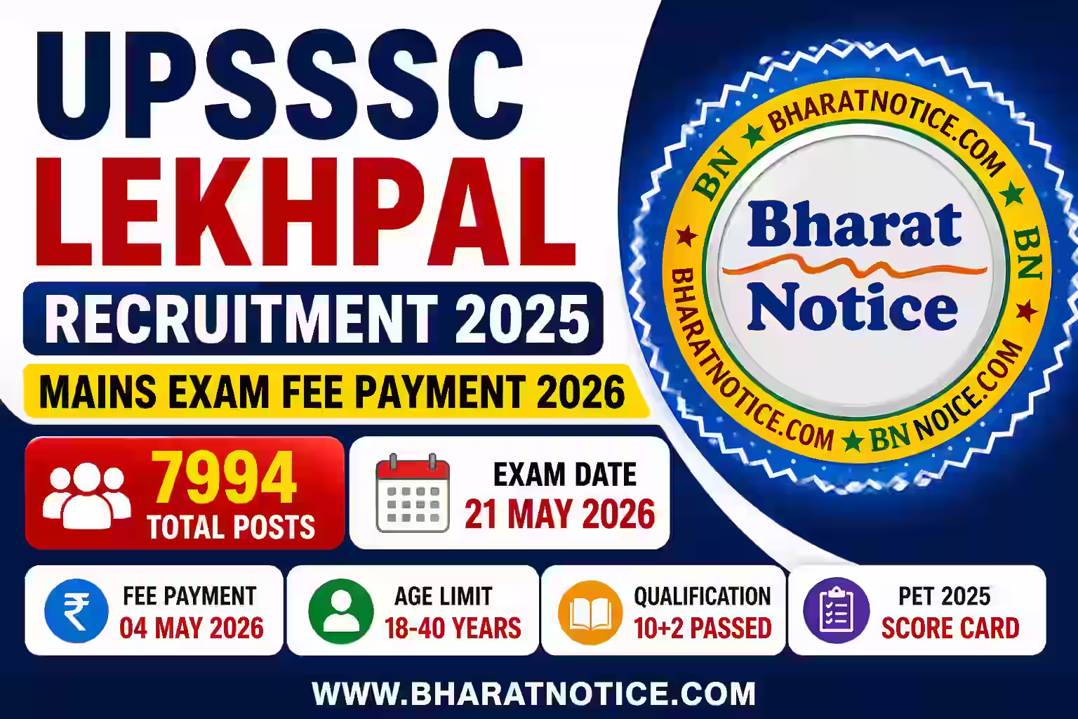 UPSSSC Lekhpal Eligibility Result 2026 Out for 7994 Posts